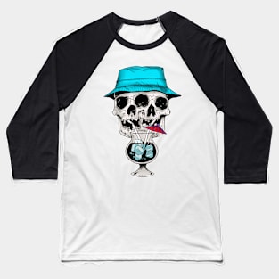 Skull Head Cocktail Baseball T-Shirt